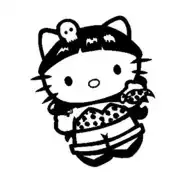 Black and white Kitty Old School design with a pin-up look and custom-inspired details
