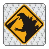 Autocollant Caution Godzilla 2