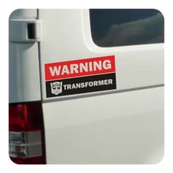 Autocollant warning transformer