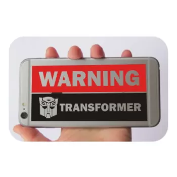 Pegatina WARNING TRANSFORMER. Pegatinas freaks, pegatinas frikis.