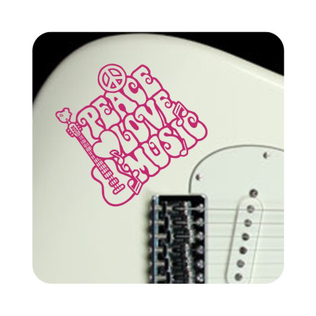 Autocollant peace love music