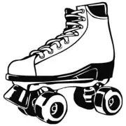 Pegatina de patín de cuatro ruedas con bota de cordones en blanco y negro