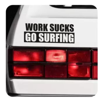 Autocollant work sucks go surfin