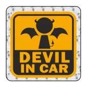 Autocollant devil in car 2