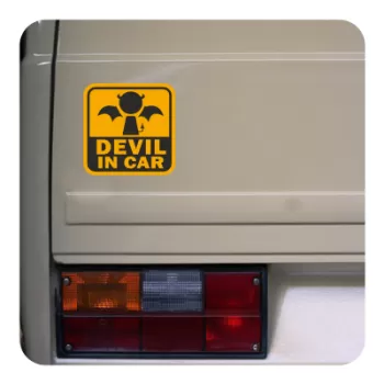 Autocollant devil in car