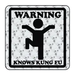 Autocollant warning knows kung fu 2