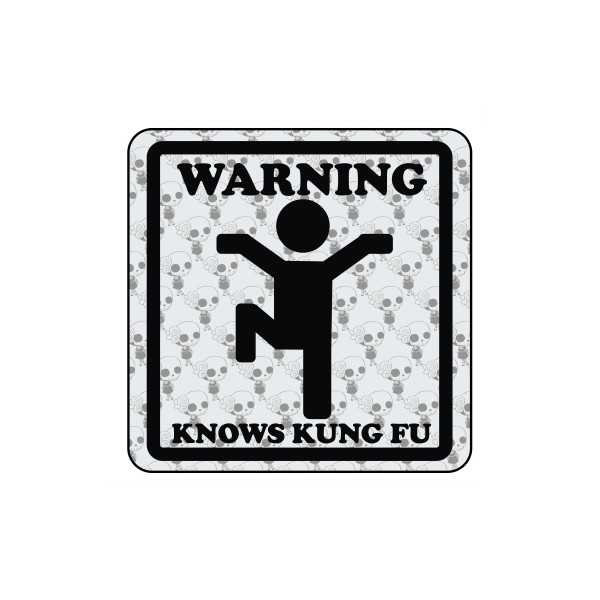 WARNING KNOWS KUNG FU Aufkleber