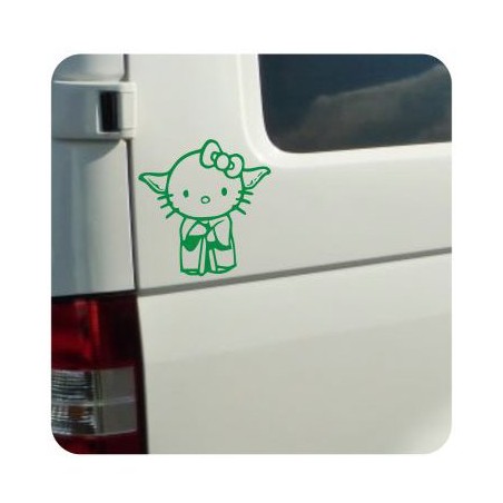 Pegatina YODA KITTY. Vinilo de alta calidad, soporta perfectamente la intemperie, apto incluso para náutica. Pégala donde quiera