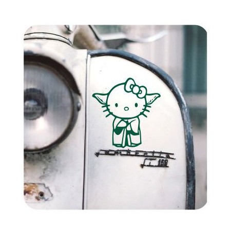 Pegatina YODA KITTY. Vinilo de alta calidad, soporta perfectamente la intemperie, apto incluso para náutica. Pégala donde quiera