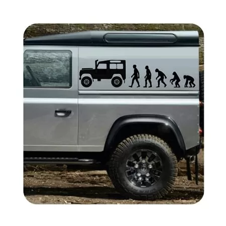 Pegatina Evolucion Land Rover. Vinilo de alta calidad, soporta perfectamente la intemperie, apto incluso para náutica. Pégala do