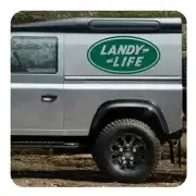 Vinilo verde LANDY LIFE aplicado en el lateral de un vehículo gris