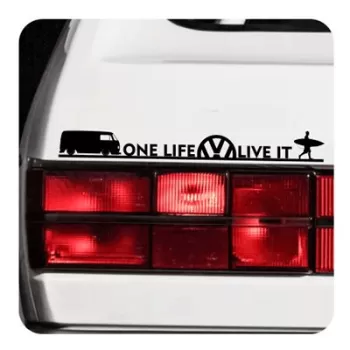 Pegatina One Life Live It - vw T2. Vinilo de alta calidad, soporta perfectamente la intemperie, apto incluso para náutica. Pégal