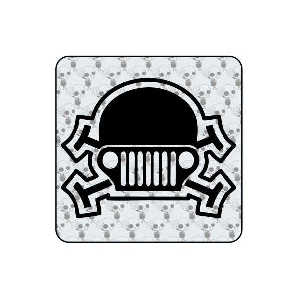 Pegatina Calavera Jeep. Vinilo de alta calidad, soporta perfectamente la intemperie, apto incluso para náutica. Pégala donde qui