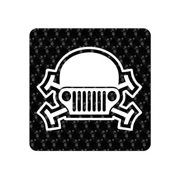 Pegatina Calavera Jeep. Vinilo de alta calidad, soporta perfectamente la intemperie, apto incluso para náutica. Pégala donde qui
