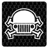 Pegatina Calavera Jeep. Vinilo de alta calidad, soporta perfectamente la intemperie, apto incluso para náutica. Pégala donde qui