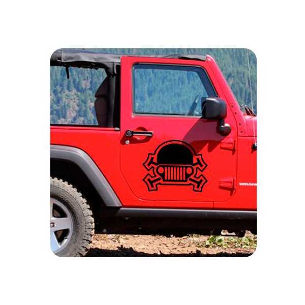 Pegatina Calavera Jeep. Vinilo de alta calidad, soporta perfectamente la intemperie, apto incluso para náutica. Pégala donde qui