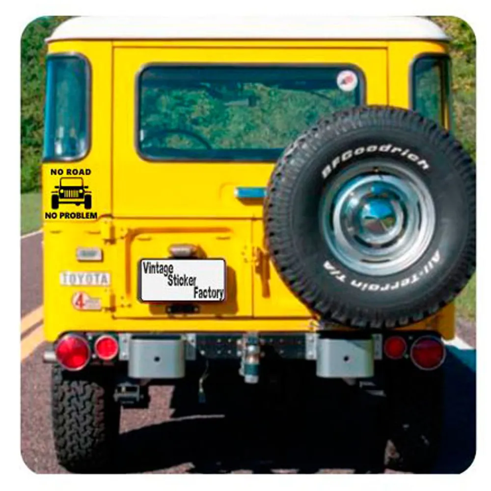 Pegatina No Road No Problem - Jeep. Vinilo de alta calidad, soporta perfectamente la intemperie, apto incluso para náutica. Péga