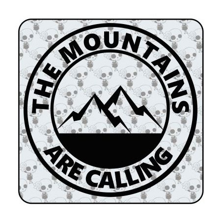 Pegatina The Mountains Are Calling. Vinilo de alta calidad, soporta perfectamente la intemperie, apto incluso para náutica. Péga