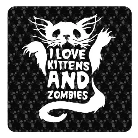 Autocollant Love Kittens and Zombies