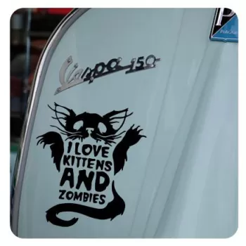 Love Kittens and Zombies Sticker