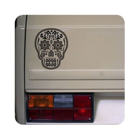 Pegatina Calavera Mexicana. Vinilo de alta calidad, soporta perfectamente la intemperie, apto incluso para náutica. Pégala donde