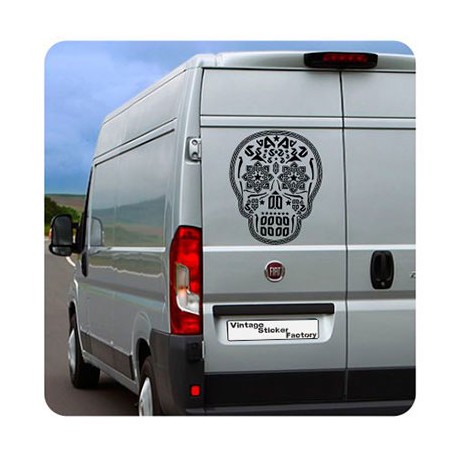 Pegatina Calavera Mexicana. Vinilo de alta calidad, soporta perfectamente la intemperie, apto incluso para náutica. Pégala donde