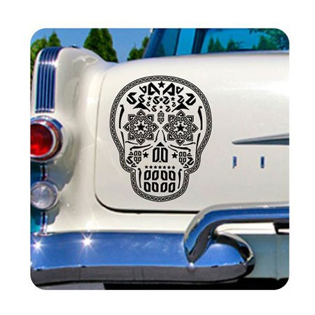 Pegatina Calavera Mexicana. Vinilo de alta calidad, soporta perfectamente la intemperie, apto incluso para náutica. Pégala donde