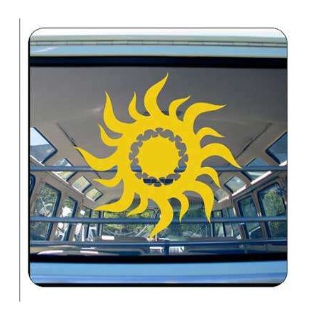 Pegatina SOL TRIBAL. Vinilo de alta calidad, soporta perfectamente la intemperie, apto incluso para náutica. Pégala donde quiera