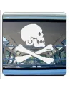Pegatina CALAVERA PIRATA. Vinilo de alta calidad, soporta perfectamente la intemperie, apto incluso para náutica. Pégala donde q