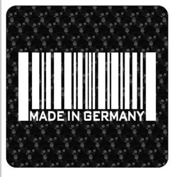 Pegatina MADE IN GERMANY. Vinilo de alta calidad, soporta perfectamente la intemperie, apto incluso para náutica. Pégala donde q